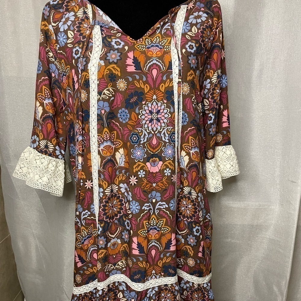 NWT Matilda Jane Intermission Make Believe Floral Lace Ruffle Dress, Large   - Picture 4 of 8
